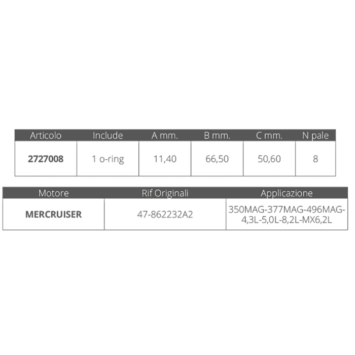 MERCRUISER - IMPELER 8.1S - 496MAG - Slika 2