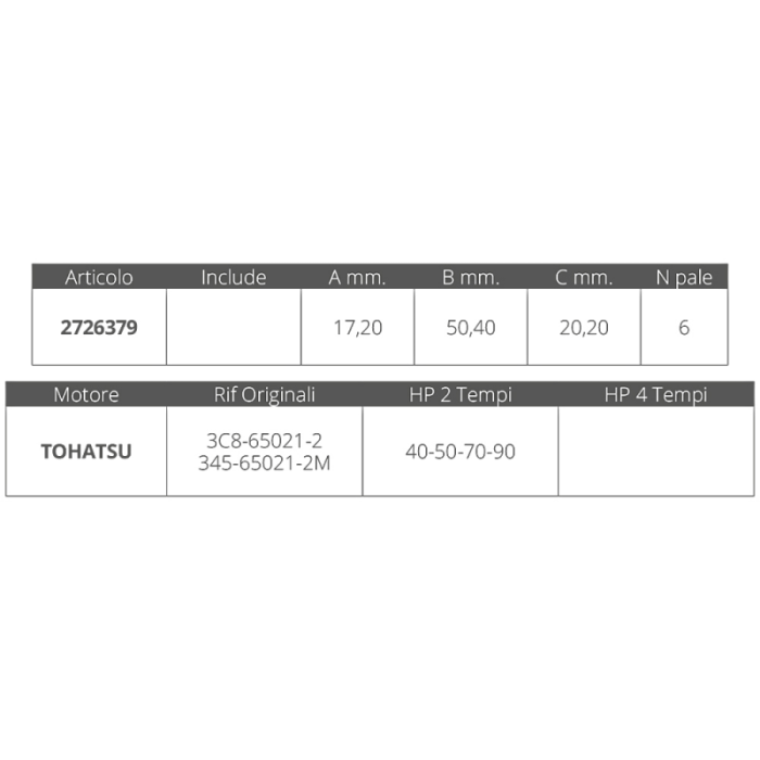 TOHATSU - IMPELER  2T 40-50 KS - Slika 2