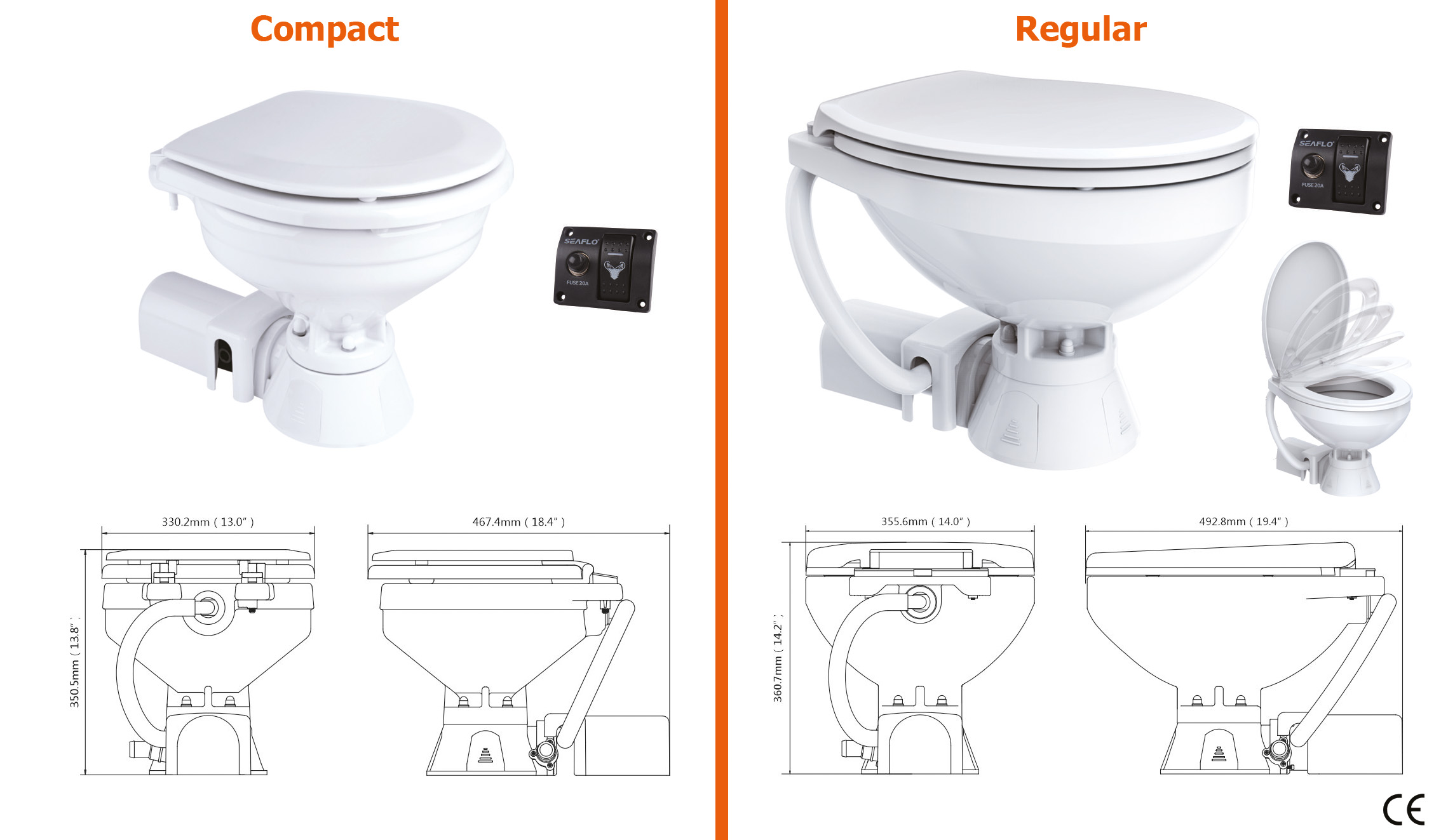 SEAFLO - ELEKTRIČNI WC COMPACT/REGULAR