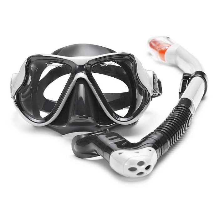 Maska+disalica set za odrasle,silikon, crno-bijela